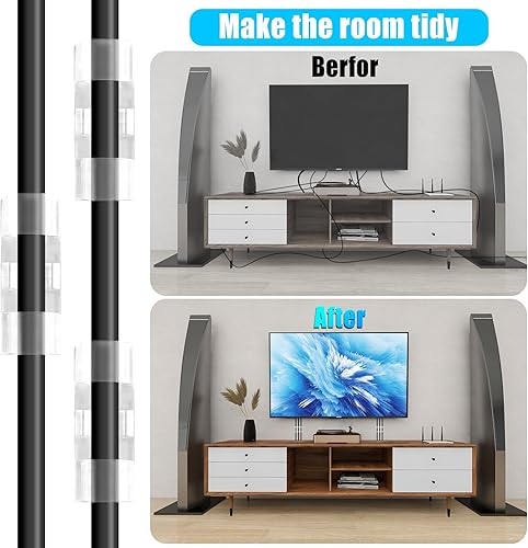 Miniatura 7 de XHF 50 clips autoadhesivos medianos transparentes para cables, organizador de cables, organizador de cables para debajo del escritorio, automóvil,