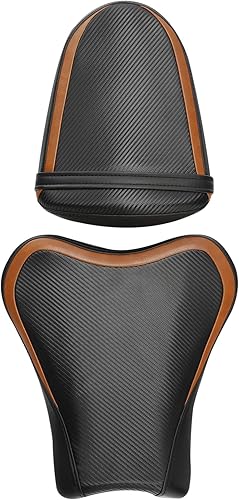 Miniatura 7 de TCT-MOTORPARTS Cojín de asiento para conductor y pasajero para Suzuki GSXR1000 GSXR-1000 2005-2006 05 (negro + marrón)