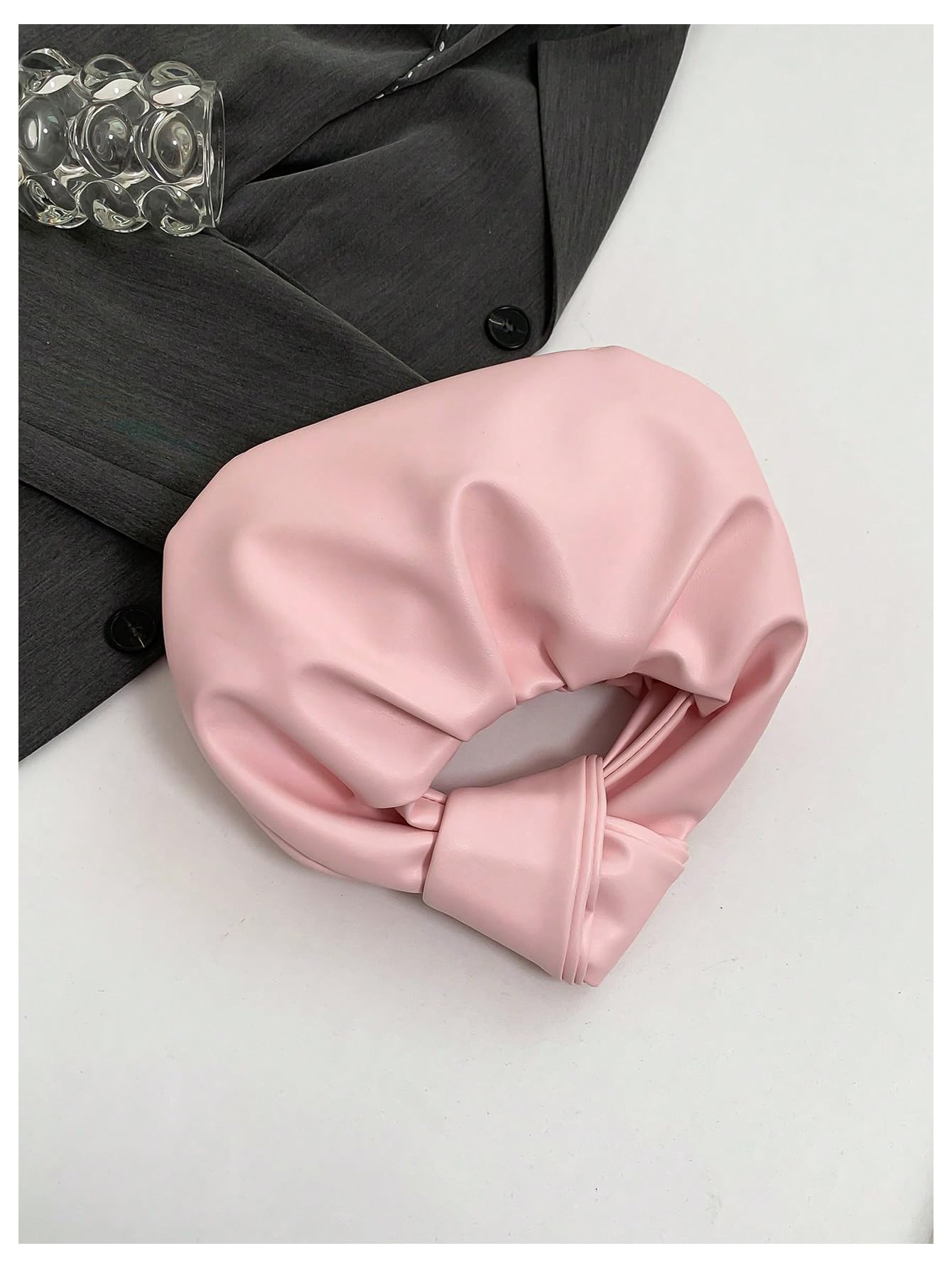 GORGLITTER Women's Cute Hobo Bag Ruched Twist PU Leather Clutch Purse Handbag with Magnetic Closure Pink One Size