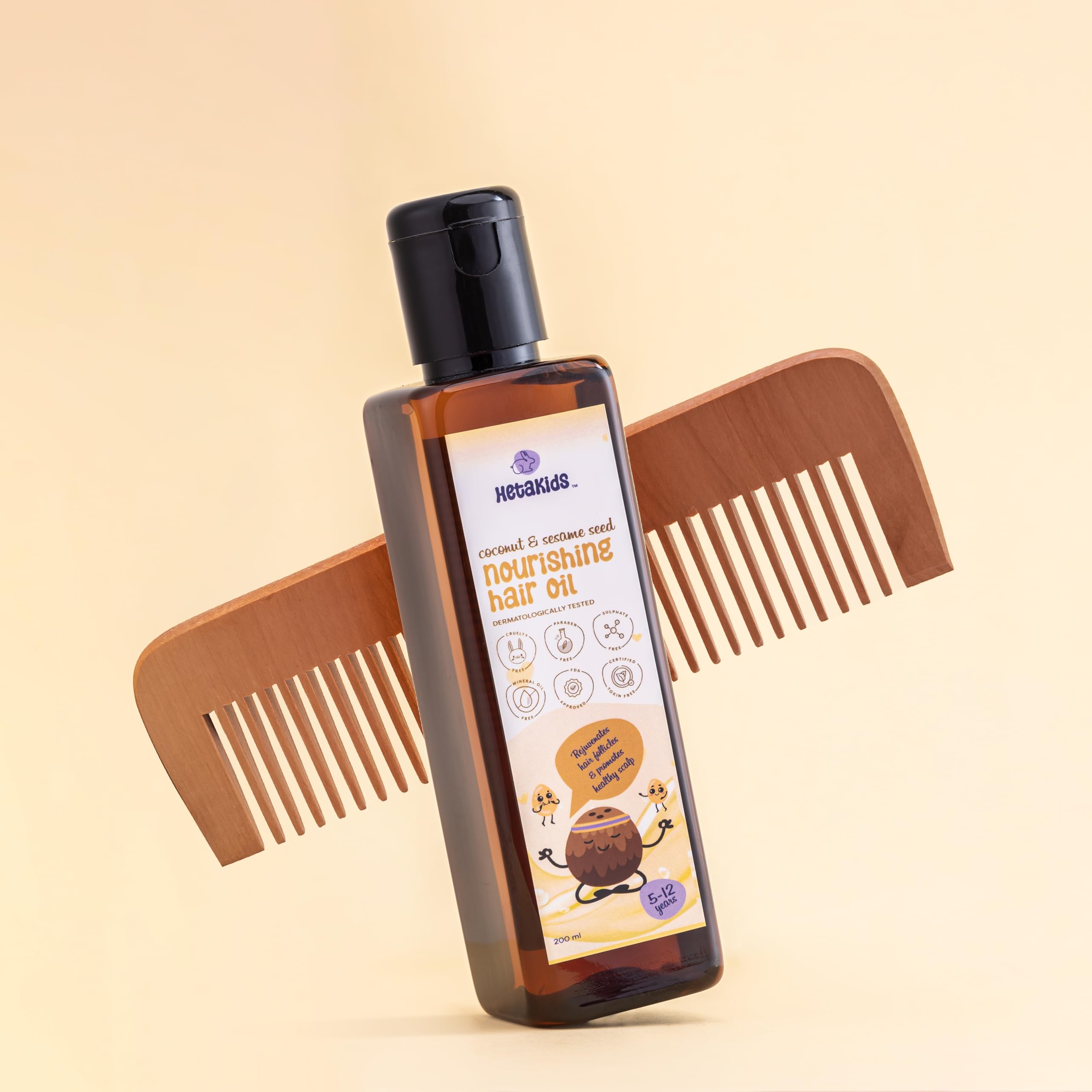 HetaKids Coconut & Sesame seed Kids Hair Oil 100% Pure, Hair Oil Strengthens, Nourishing Baby Hair & Hair Growth 400 ml (Age: 5 Years to 12 Years) (Pack of 1)