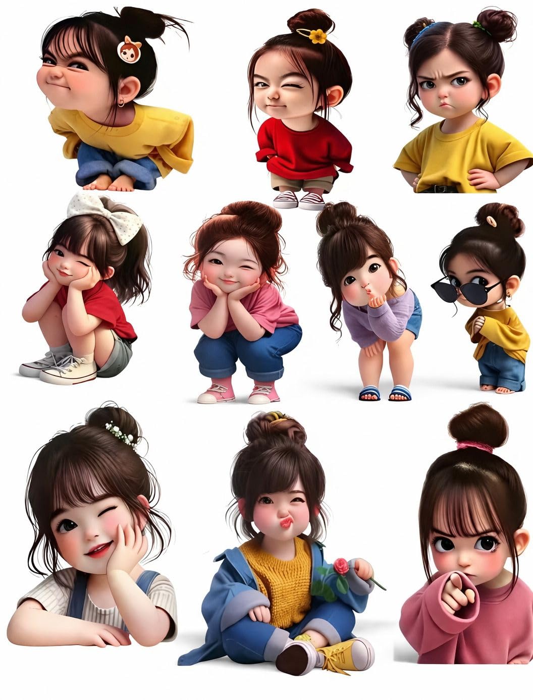 Cute Cartoon Chibi Girl Sticker 10pcs+ Vinyl Decals Sticker | Waterproof & Scratch Resistant Stickers for Laptop, Mobile, Journal & Water Bottles-image-6