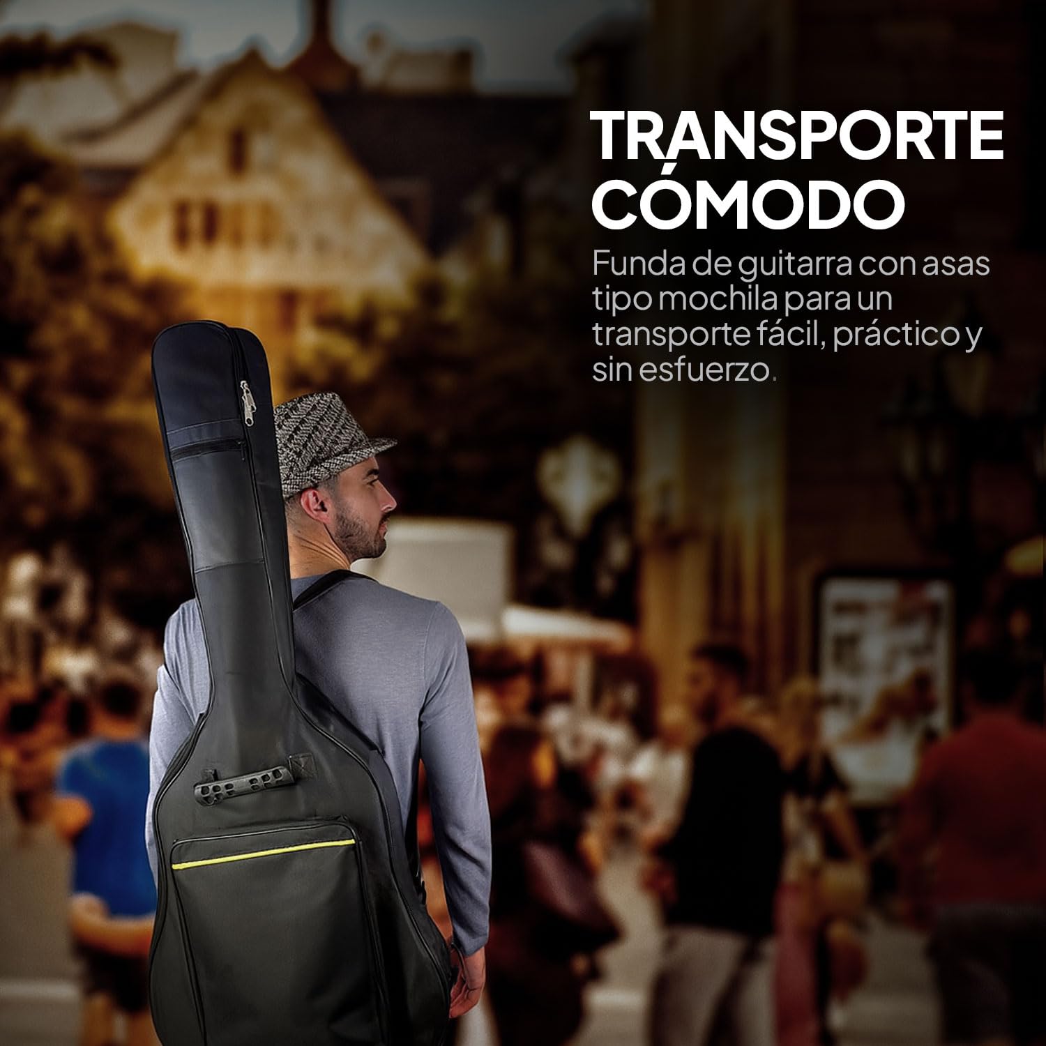 OcioDual Funda Guitarra Española, Funda Guitarra Acustica, Mochila con Bolsillo Exterior y Asa de Transporte, Acolchada, Base de Goma, Impermeable, Guitarras Eléctricas Protección Total