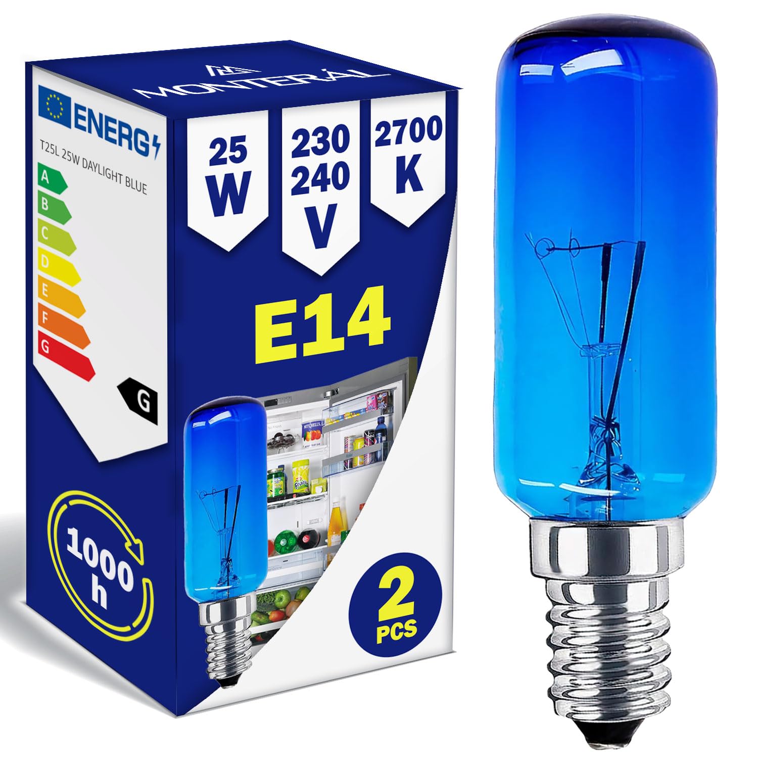 MONTERAL Bombilla E14 para Frigorifico 230V 15W con Código Original 481213418098 para Whirlpool 00602674 602674 para Bosch — view 20