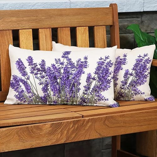 Miniatura 3 de EKOBLA Fundas de almohada de flores de lavanda, fundas de almohada moradas perfumadas florales cuadradas, fundas de almohada para sofá, dormitorio,