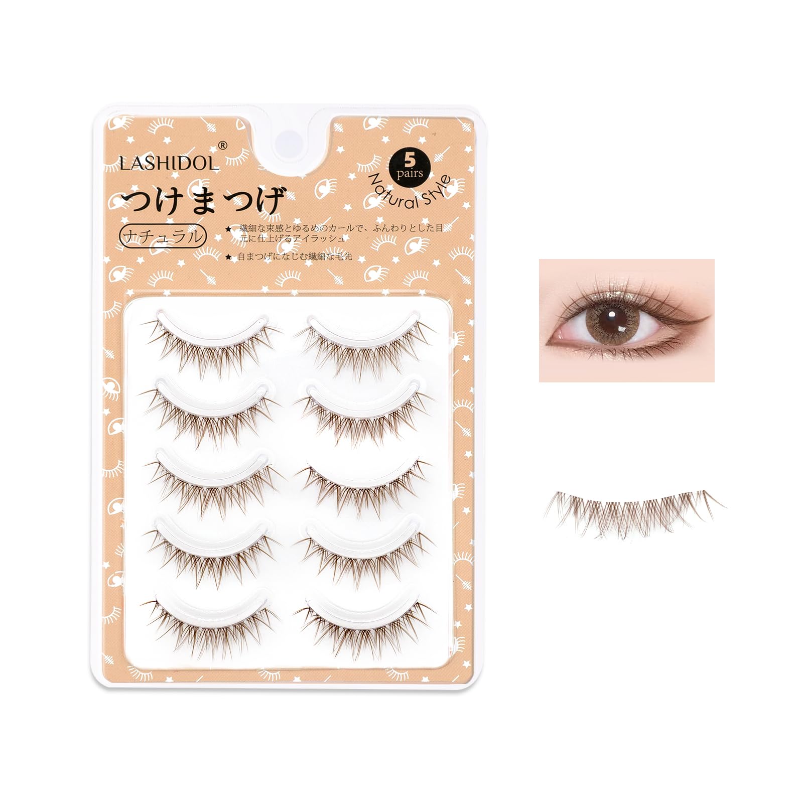 【つけまつげ】10個まとめ売り Amazon | LASHIDOL ブラウン つけまつげ つけまつ毛 5ペア ナチュラル