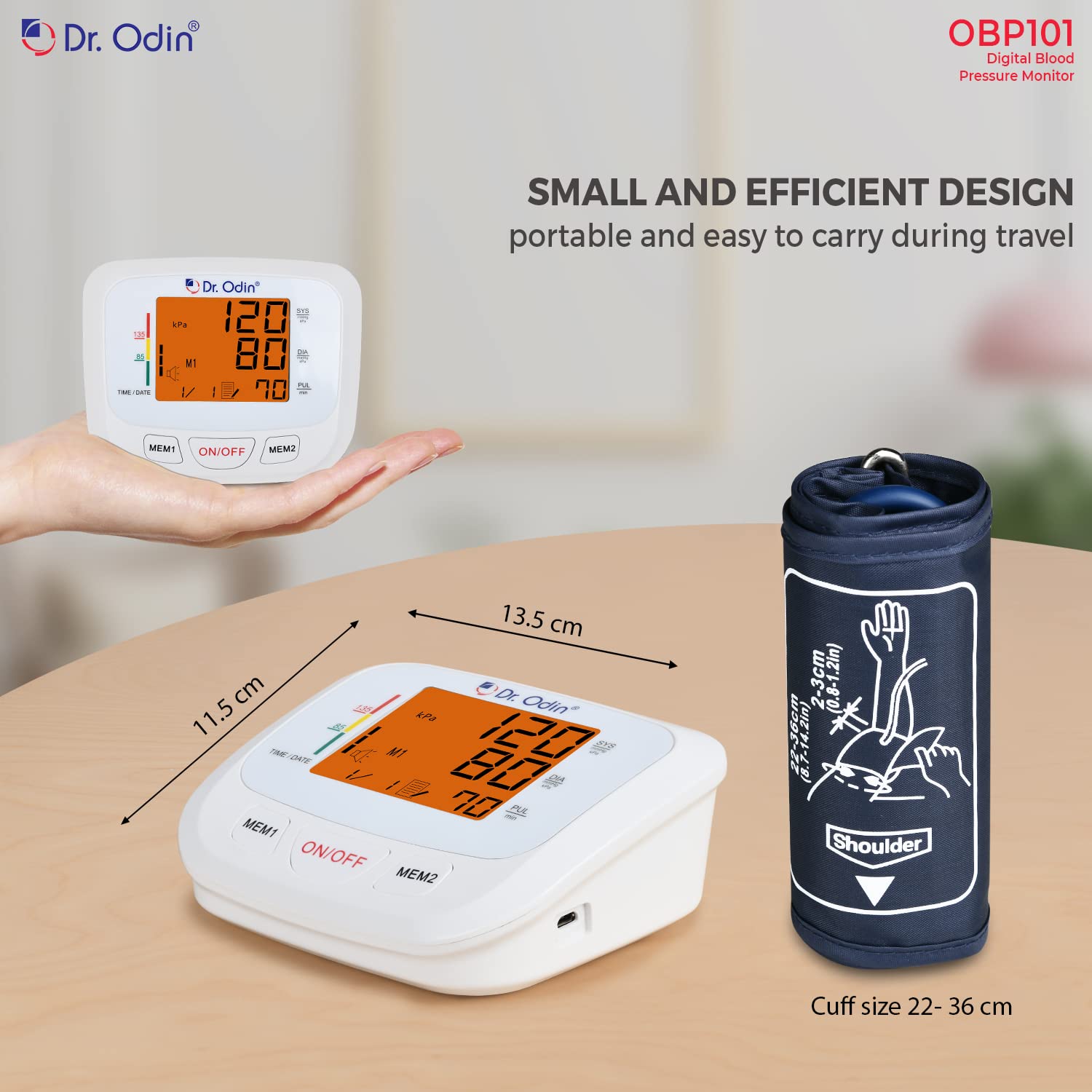 Dr. Odin OBP101 Fully Automatic Digital Blood Pressure Monitor with Large Cuff BPM Monitor at Home BP Machine for Doctors (White, 1 Year Warranty) - Image 4 thumbnail