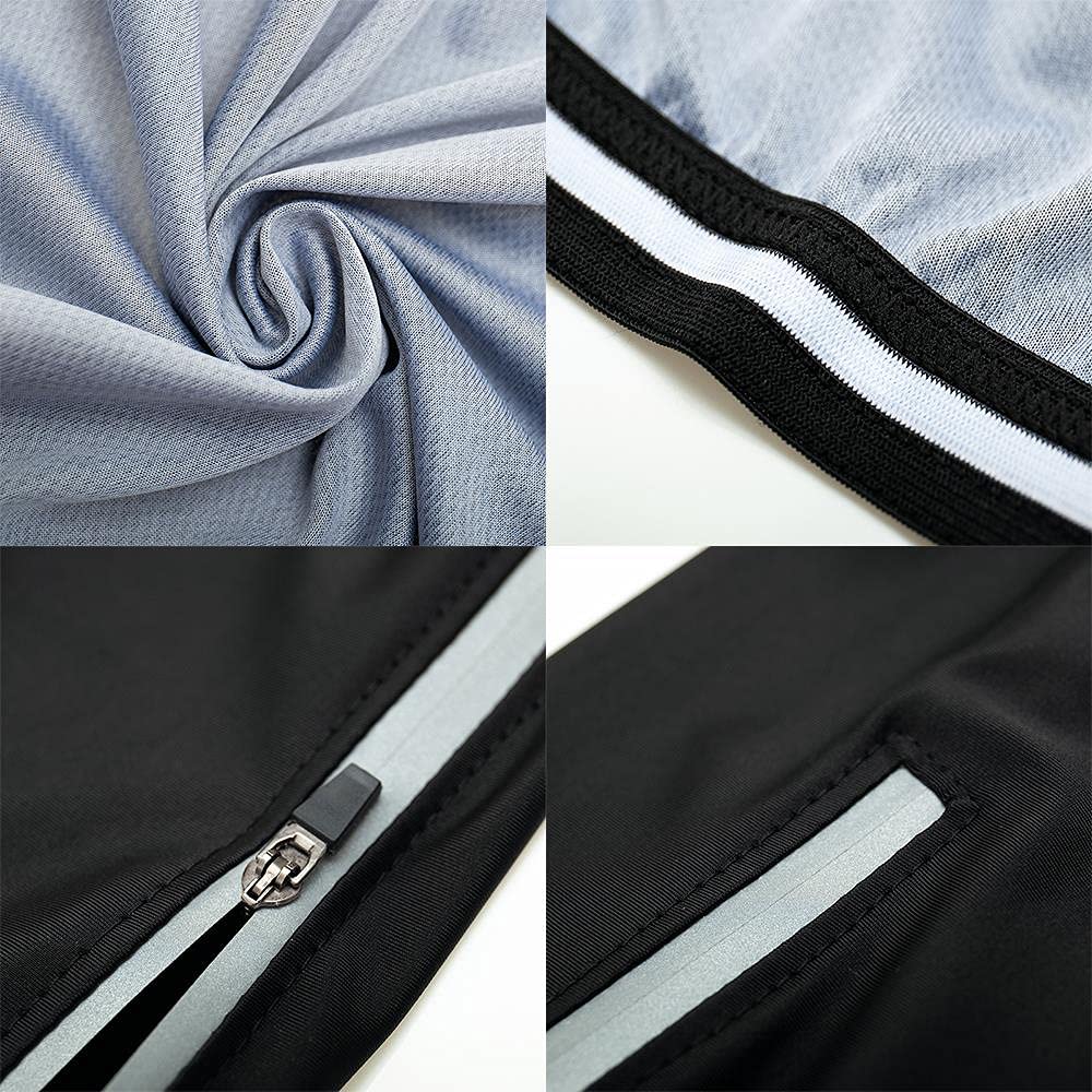 Moxilyn Radtrikot Set Herren Fahrradtrikot, Langarm Set mit 20D-Gel-gepolsterten Langarm Trägerhose Radhose, Atmungsaktiv Elastische Schnell Trocknend Fahrradbekleidung Set für Radfahren MTB