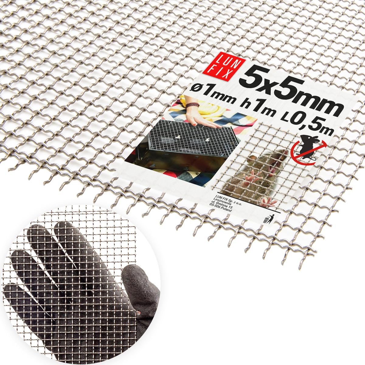 Rejilla de acero inoxidable de 5 x 5 mm, 1 x 0,5 m, malla fina de 1 mm de diámetro, malla de filtro de malla de acero inoxidable AISI 304