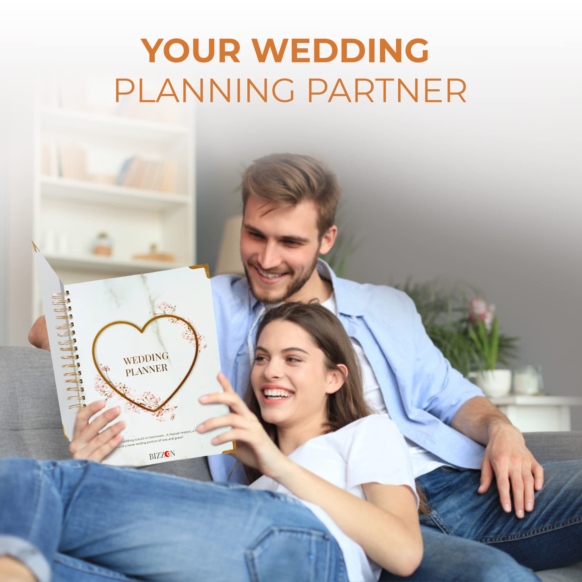 Bizzon Hochzeitsplaner (22,9 x 27,9 cm) mit 5 Registerkarten und 7 Innentaschen, 18 Monate CountdownKalender, Metallecken und elastischem Band – Hochzeitsplanerbuch und Organizer für die Braut 2022