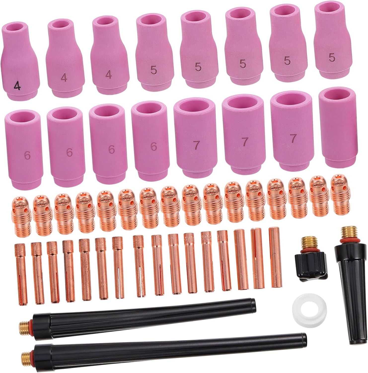 Argon Arc Welding Torch Parts Set with Wp- Copper Nozzles Ceramic Tips and Clips Easy to Install High Thermal Conductivity for Welders