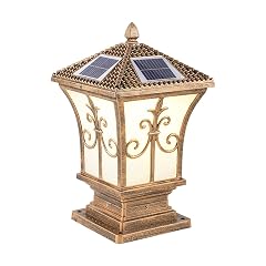 Outdoor Wall Lights Retro Square Solar Post Lamp Waterproof LED Solar Column Lights Outdoor Fence Deck Patio Pillar