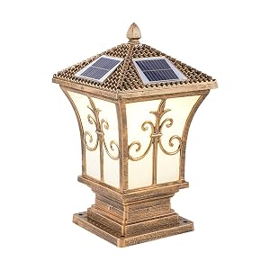 Outdoor Wall Lights Retro Square Solar Post Lamp Waterproof LED Solar Column Lights Outdoor Fence Deck Patio Pillar