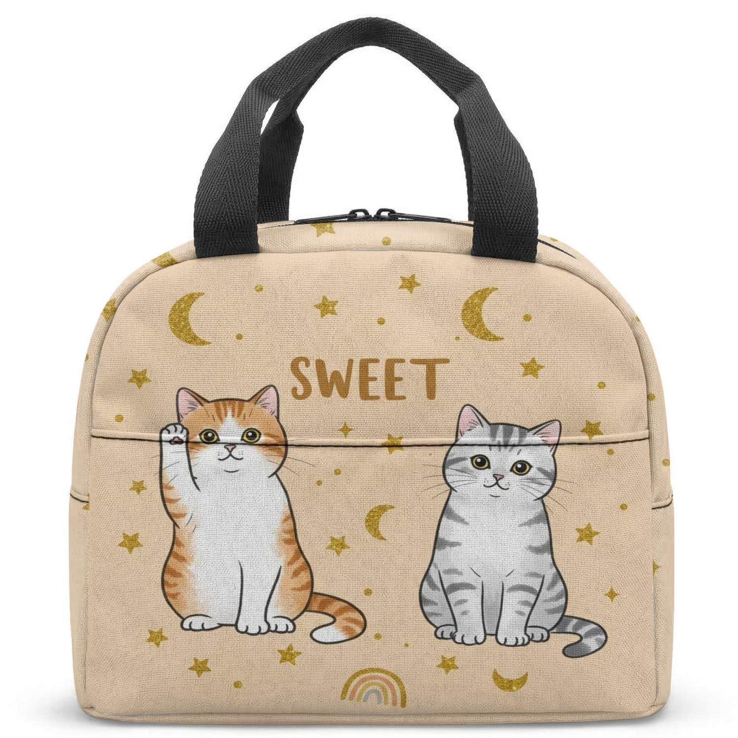 Sac à déjeuner isotherme chat orange 23 cm pour repas nomade
