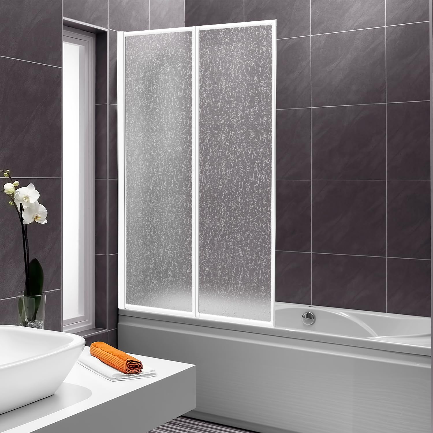 Mampara de ducha para bañera, 2 piezas, plegable, 100 x 140 cm
