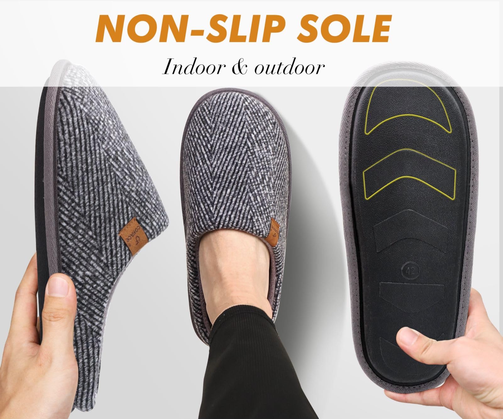 COFACE Pantofole da Uomo Invernali Calde Ciabatte da Casa Comoda Memory Foam Feltro Scarpe con Antiscivolo Suola Taglia 40-49