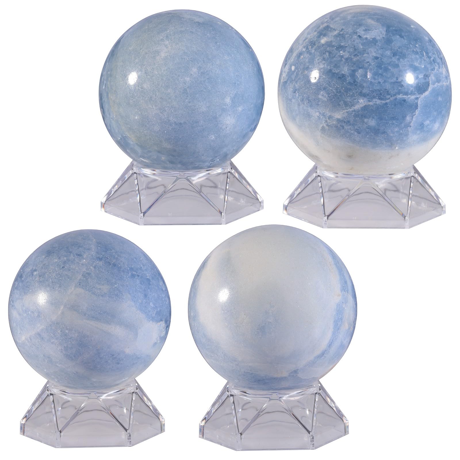 KYEYGWO Blue Celestite Crystal Ball with Acrylic Stand, Decorative Sphere for Witchcraft Fortune Teller Home Decor 71-80 mm - Image 3