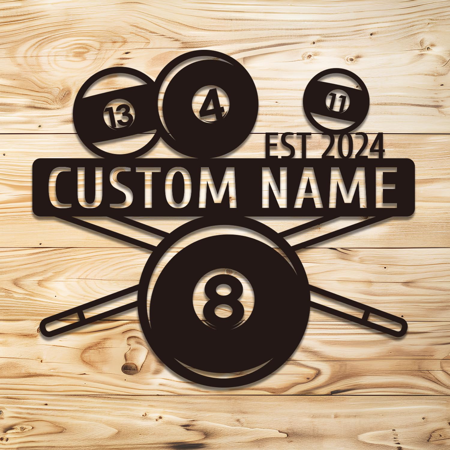 Survalue Billiards B Personalized Custom Billiards Metal Wall Art, Personalized Billiards Sport And Bar Metal Wall Art, Custom Snooker Player Name Sign Home Decor, Billiards Wall Decor, Billiards Player Metal Wall Art