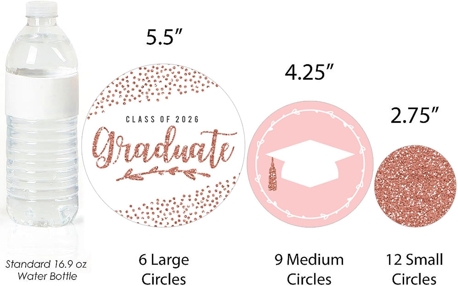 Big Dot of Happiness Rose Gold Grad - 2026 Graduation Party Giant Circle Confetti - Party Decorations - Large Confetti 27 Count
