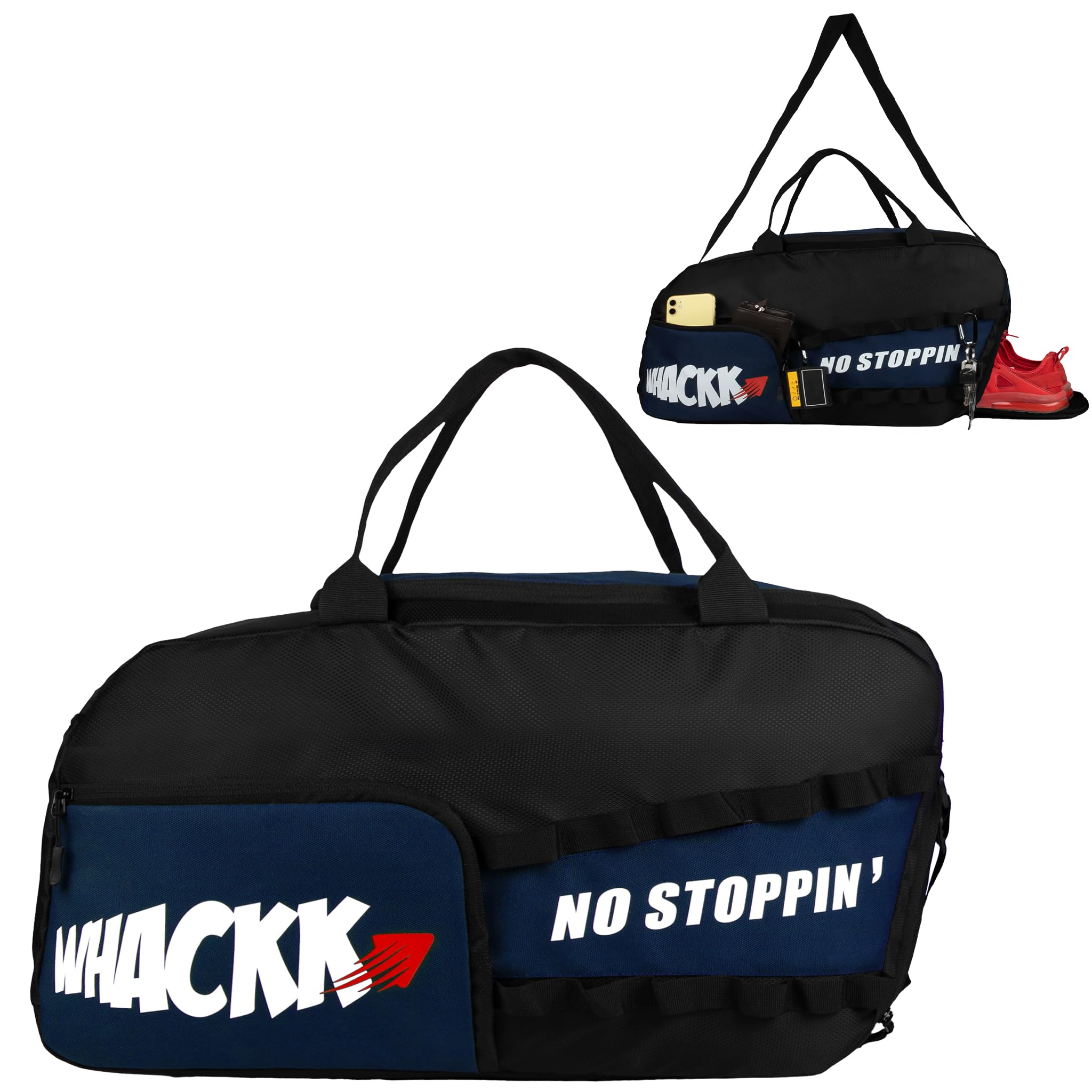 Arnold 40L |Gym Fitness Sports Workout Training Sports Travel Duffle Bag with Separate Shoe Pocket | Wet Dry Pocket | Multipurpose |Unisex | Lightweight | Kitbag |for Men Women (.Blue Black)-image-22