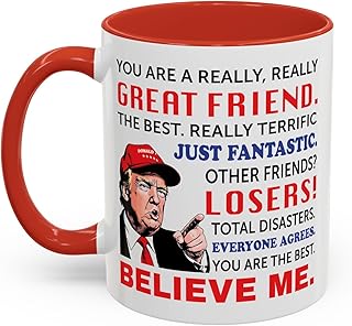 Best Friend Ever Coffee Mug – Funny Trump Design Gift for Friends – Birthday, Christmas, Anniversary, Valentine’s Day, Friendship Gift for Him or Her, Bestie Appreciation Mug (Red, Friend - 11oz)