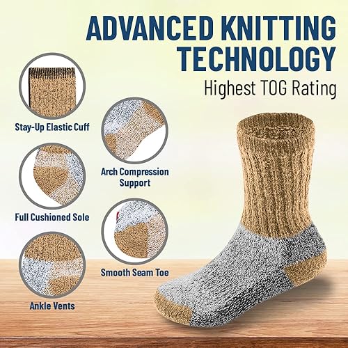 Miniatura 5 de Debra Weitzner Calcetines térmicos para niños, calcetines cálidos para botas de invierno para niños y niñas, paquete de 2 unidades con aislamiento