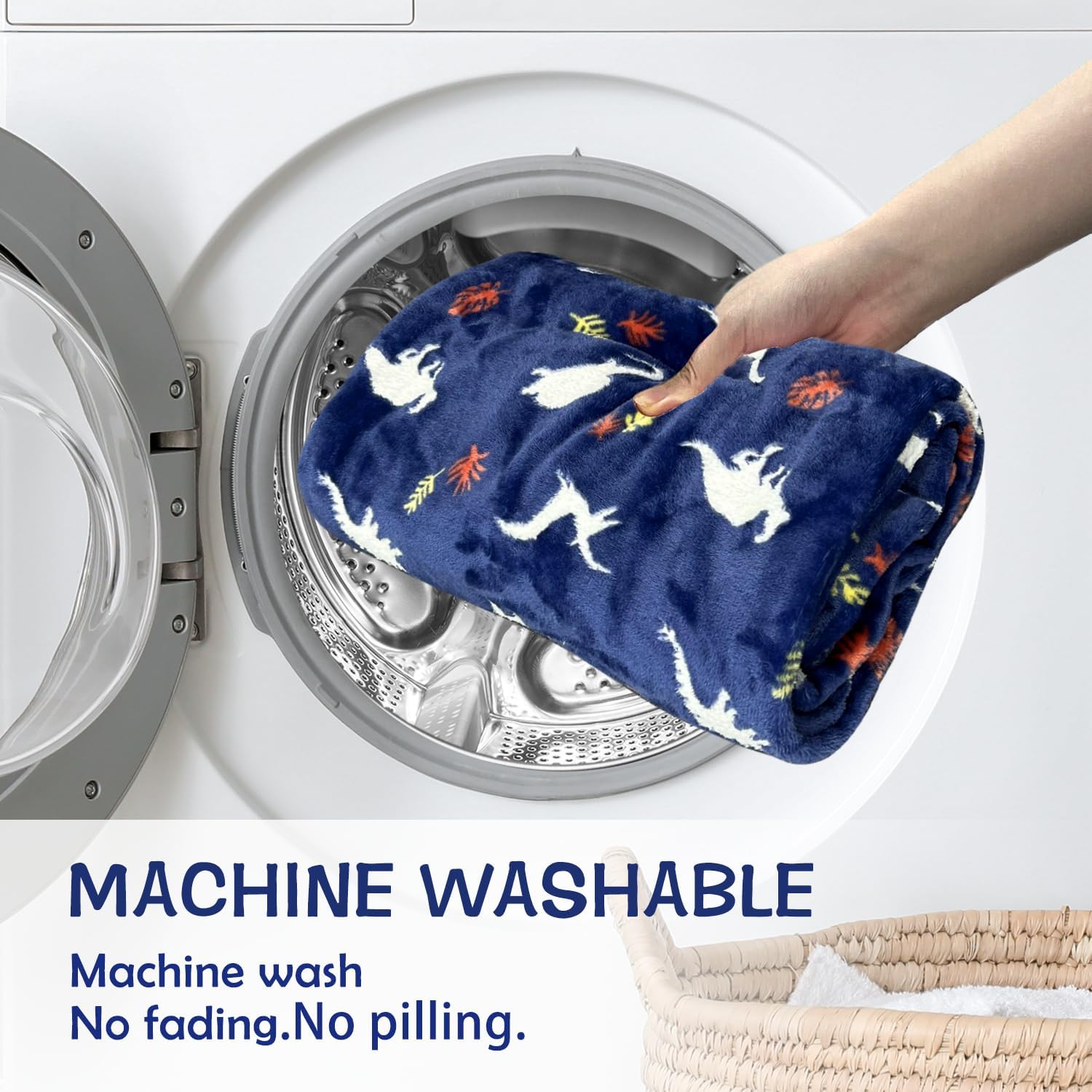 SOCHOW Glow in The Dark Throw Blanket 60 x 80 Inches, Jurassic Dinosaur Pattern Soft Cozy Flannel Fleece Blanket for Sons Daughters, All Seasons Navy Blue Presents Blanket for Preteens Teens