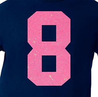 6" Red & Pink & Purple Shades Glitter Iron on Numbers for Clothing,Jersey Numbers,Iron on Numbers for Jersey Heat Transfer Numbers for Sports Uniform Basketball T-Shirt (Style A) (Neon_Pink_8)