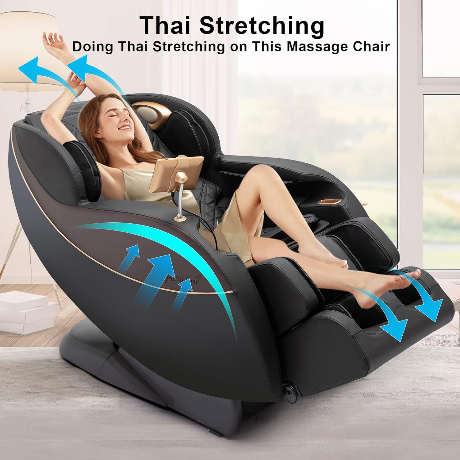 Artist hand 3D Zero Gravity Recliner Massage Chair with SL Track, Full Body Massage Chair with 6 Auto Modes & Thai Stretching,Backrest Heating,Airbag Massage,Bluetooth Speaker,USB Charging Jack,Black : Beauty & Personal Care