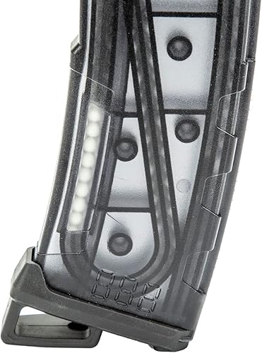 Miniatura 16 de Lancer Tactical Airsoft M4 M16 Series Polímero 130 Capacidad Redonda Ventana Transparente Alta Velocidad MidCap Airsoft Magazine Rojo