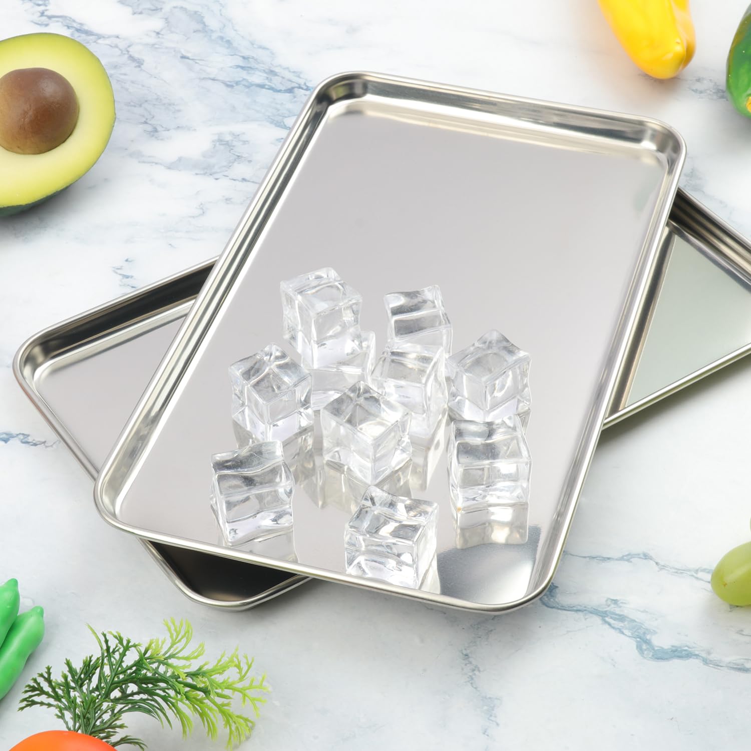 12 PCS 10.6 x 6.5 Inch Small Surgical Tray, Stainless Steel Dental Tray with Moderate Edge Height for Tattoo, Resin, Bathroom, Lab Instrument Supplies, by GENHAKON.