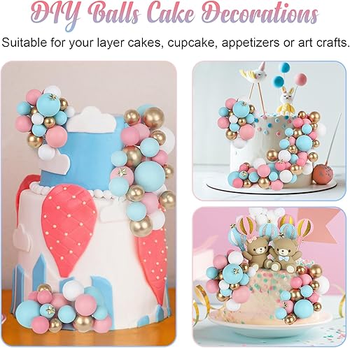Miniatura 5 de 115 piezas de adornos para tartas de bola, decoración de mini globos, bola de espuma, para cupcakes, decoración de pasteles para decoración de