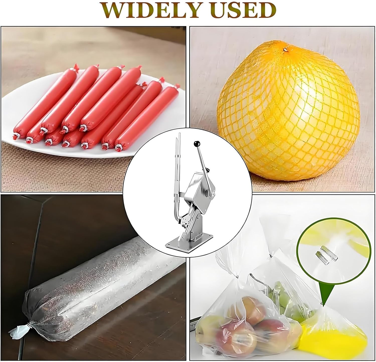 Commercial Sausage Clipper Clipping Machine, Manual U Shape Sausage Tying Machine, Diameter 50 to 120MM, Bag Tying Cutting Machine, for Supermarkets Bakeries Cafe Shops