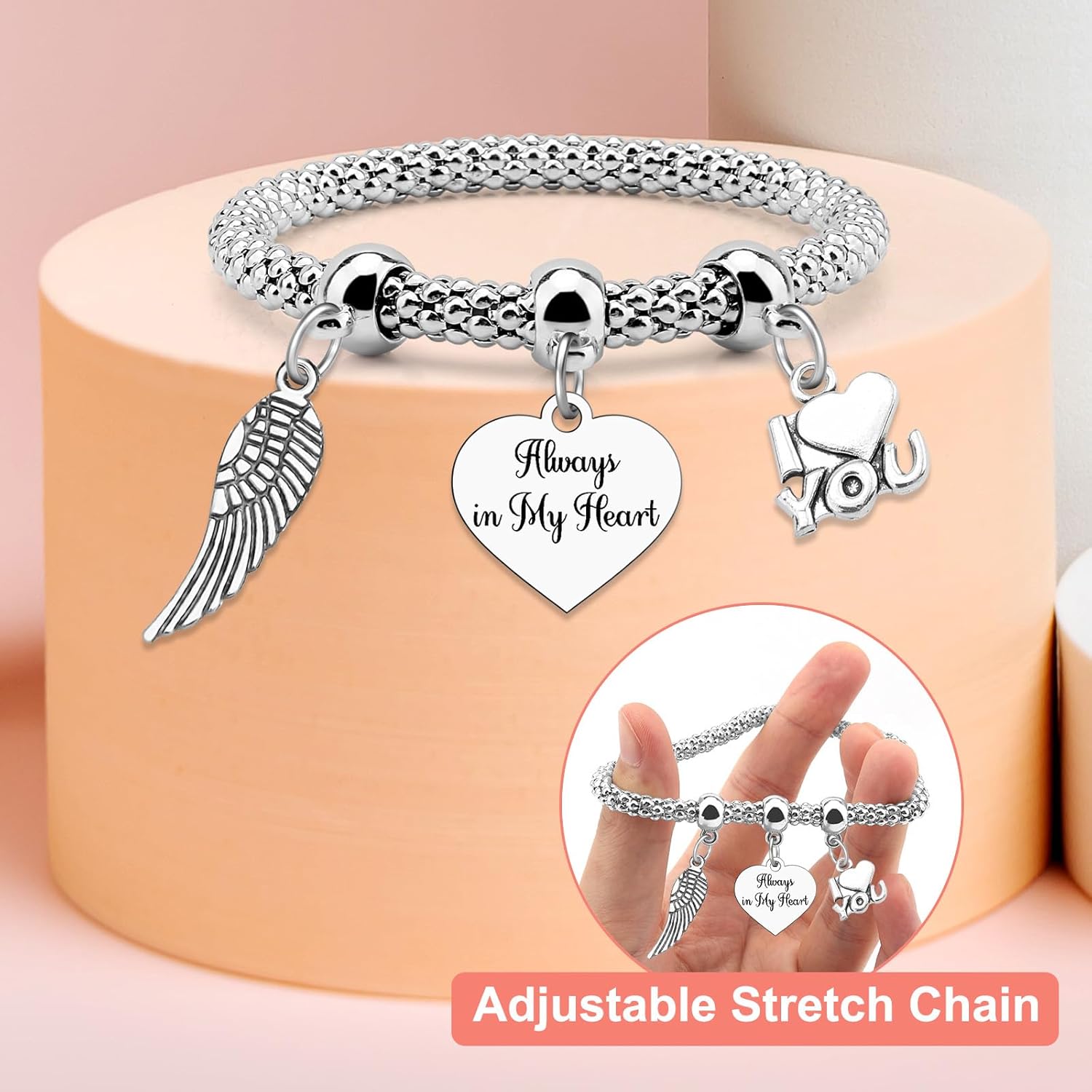 Memorial Gifts for Loss of Loved Bracelets for Women Sympathy Gift for Loss of Mom Dad Grandparents Remembrance Bereavement Bracelet in Memory of Parents Daughter Dog Cat Grieving Stretch Jewelry - Image 3