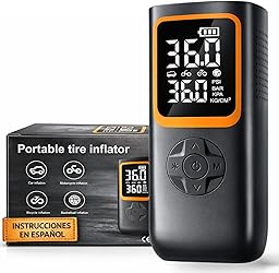 Compresor aire portatil coche, Batería 6000mAh y Conexión 12V, 150 PSI-10,3 BAR, Inflador ruedas coche con luz LED y power bank, Hinchador ruedas coche Ideal para emergencias, viajes y mantenimiento.