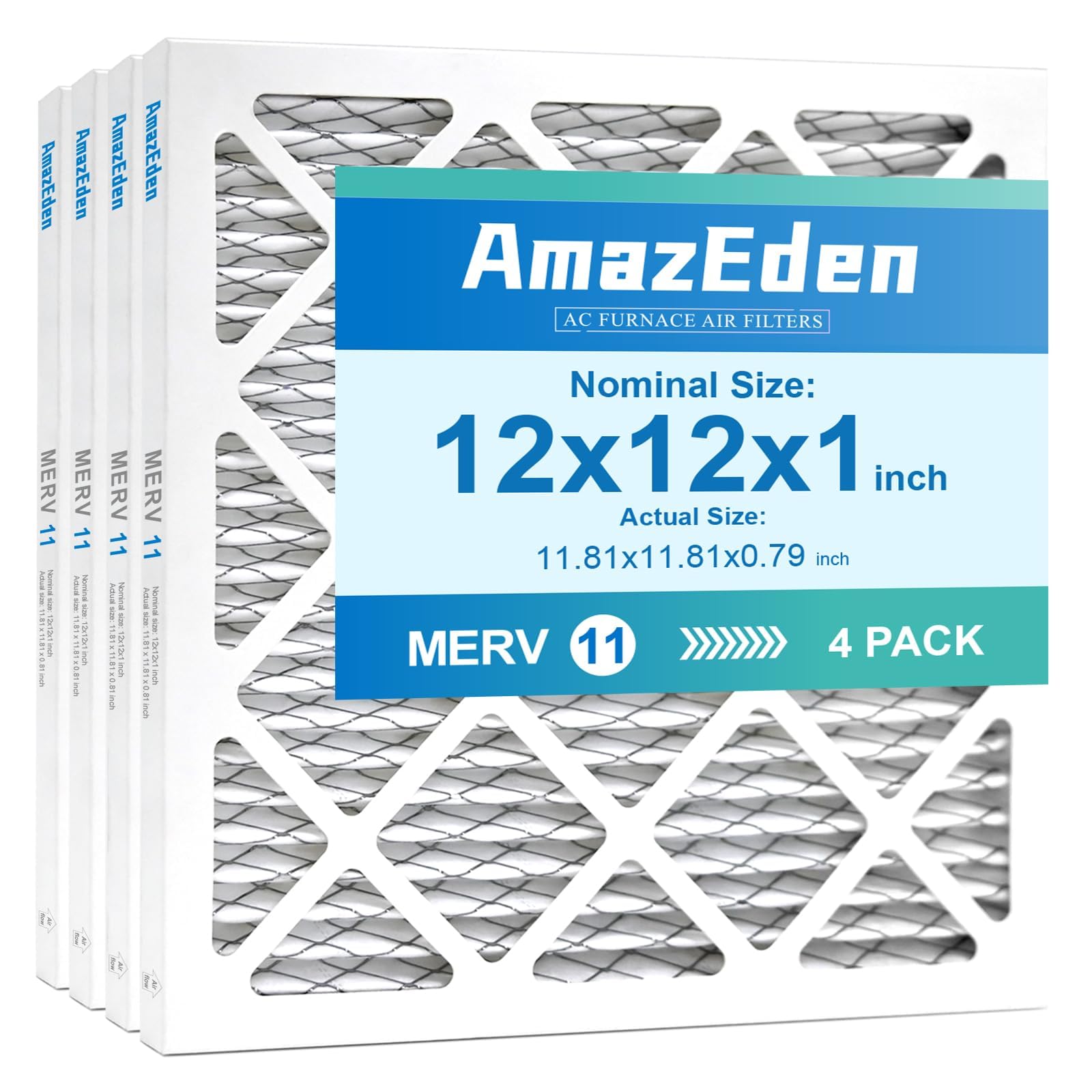 AmazEden 12x12x1 AC Air Filter MERV 11 4 Pack