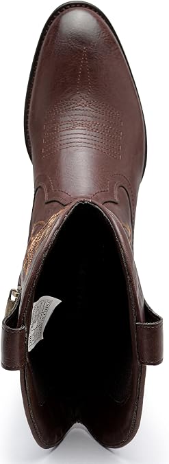 Jousen Cowboy Boots For Men Round Toe Western Slip Resistant Pull on Boot Retro Short Botas