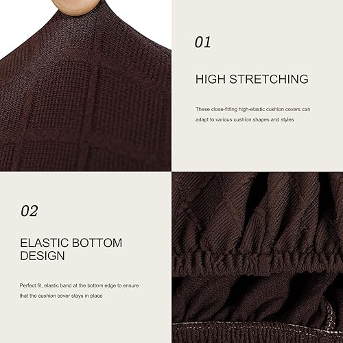 Miniatura 6 de SearchI Fundas elásticas de cojín de repuesto para sofá y silla, funda de asiento jacquard con celosía de diamante para sofá seccional, protector de