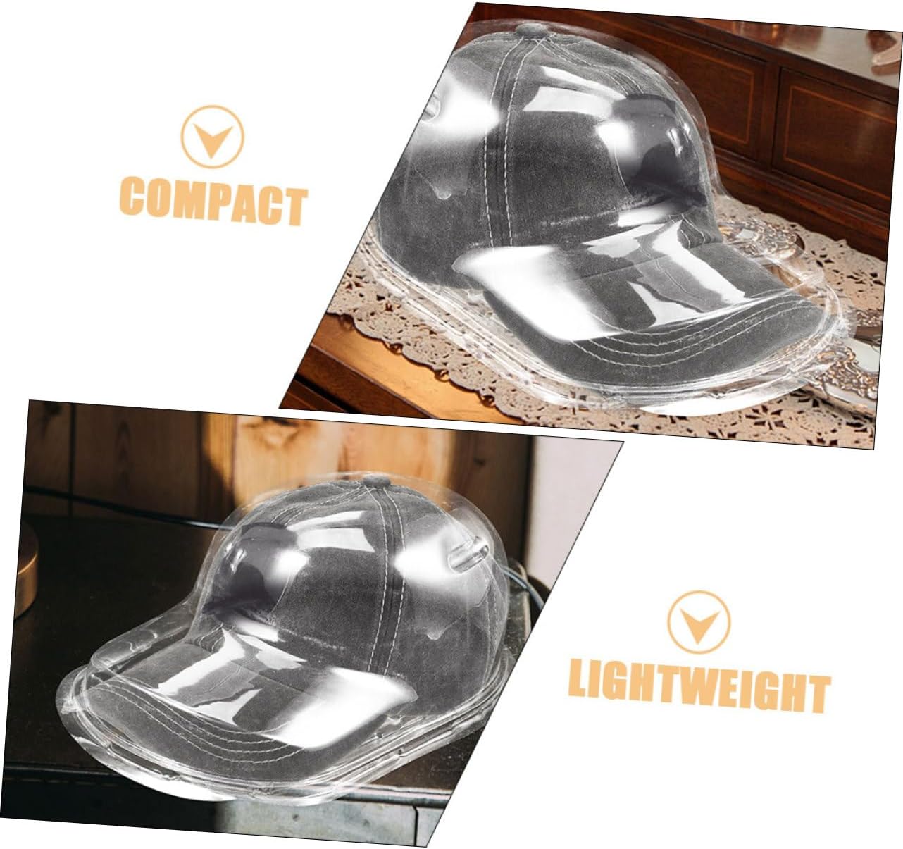 4pcs Transparent Baseball Cap Storage Box Double-layer Dustproof Hat Display Stand Lightweight Plastic Organizer for Home Use Cap Holder for Closet and Bedroom