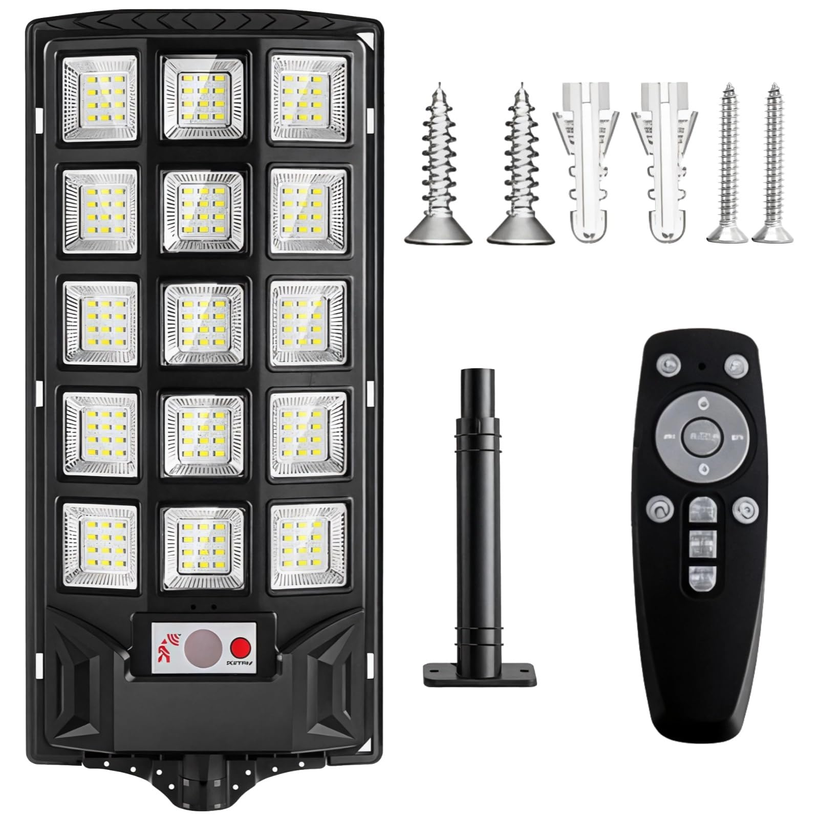 Zewnętrzne solarne lampy uliczne, wodoodporna trójstronna lampa LED, 240 diod LED, pilot zdalnego sterowania, certyfikat IP65