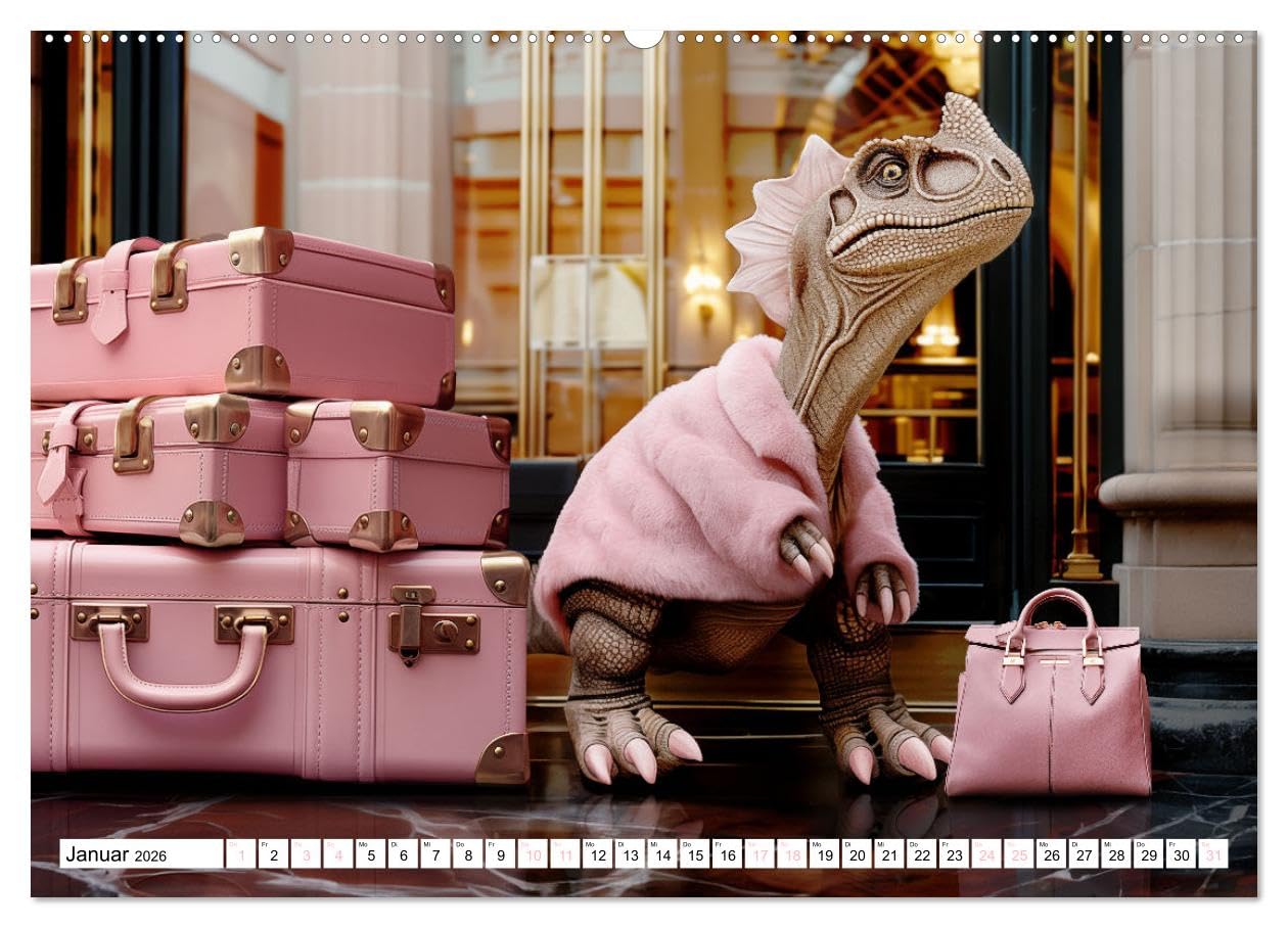 Reiche Dinos. Sie leben – im Luxus. (hochwertiger Premium Wandkalender 2026 DIN A2 quer), Kunstdruck in Hochglanz: Was wäre, wenn Dinos nie ausgestorben wären? (CALVENDO Tiere)
