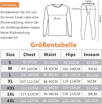 SIMIYA Men's Thermal Underwear Set Warm Underwear with Inner Fleece Ultralight Top and Bottom with Fly Long Sleeve Functional Underwear Crew Neck Ski Underwear for Winter