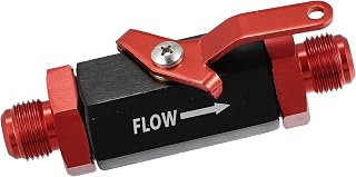 X AUTOHAUX AN10 Shut Off Valve Fuel Fitting fuel Flow Control Valves Inline Fuel Fitting Flow Drain Control Cut Off Male Flare Fitting Aluminum Alloy Anodized W/Cable Lever Red Black