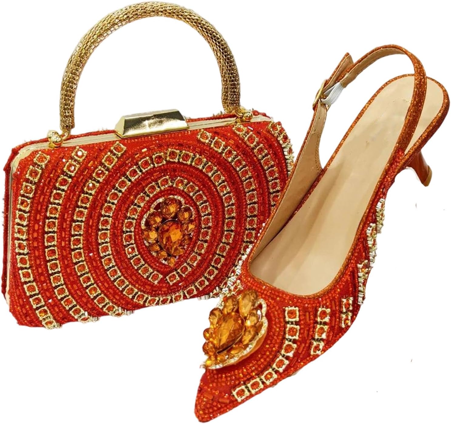 Womens Italian bow sandals and bag set for wedding party