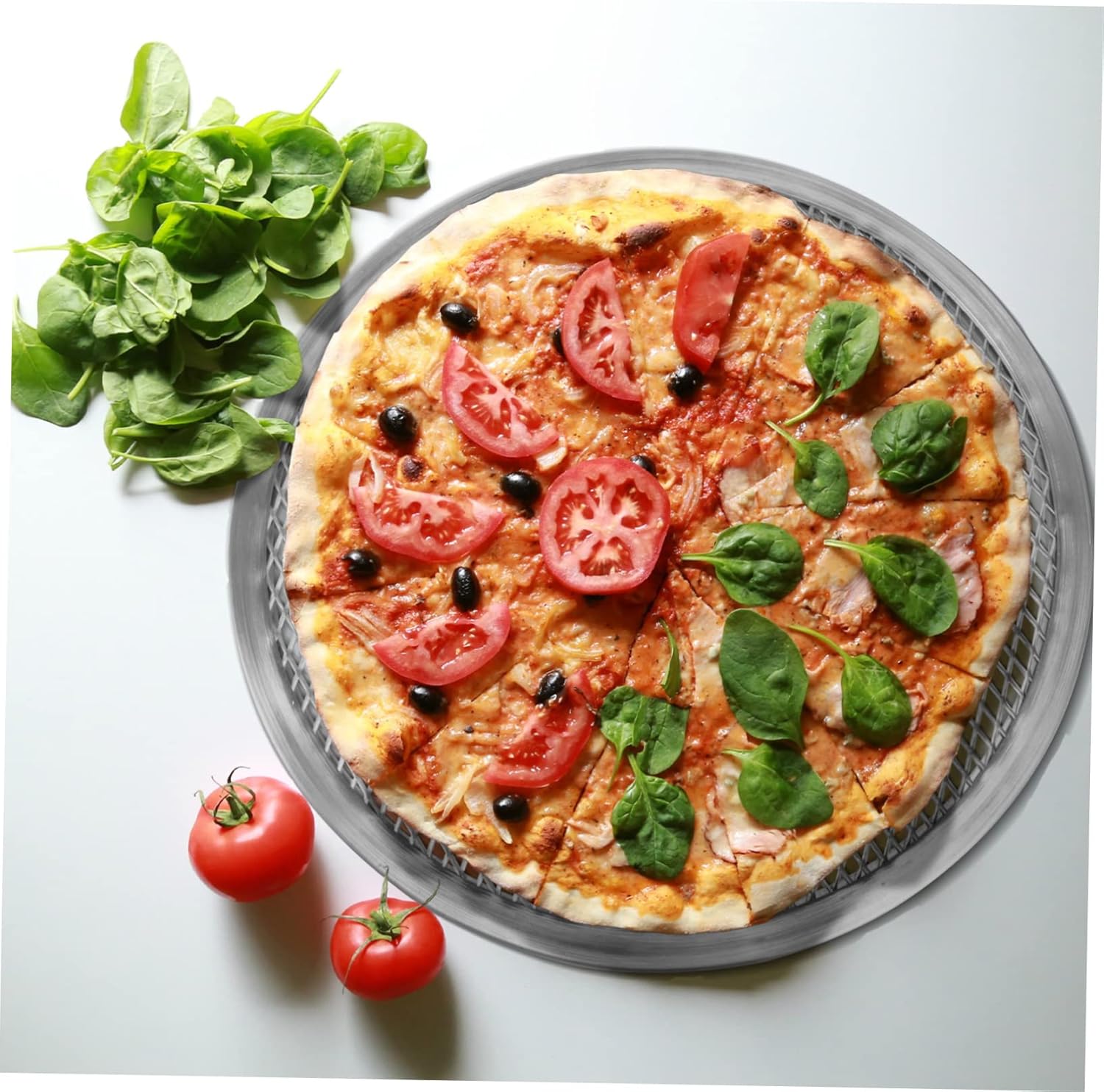 Mikinona Aluminum Pizza Baking Pan Net Thicken Pizza Screen for Easy Airflow Non-stick and Scratch Resistant for Oven and Freezer Use