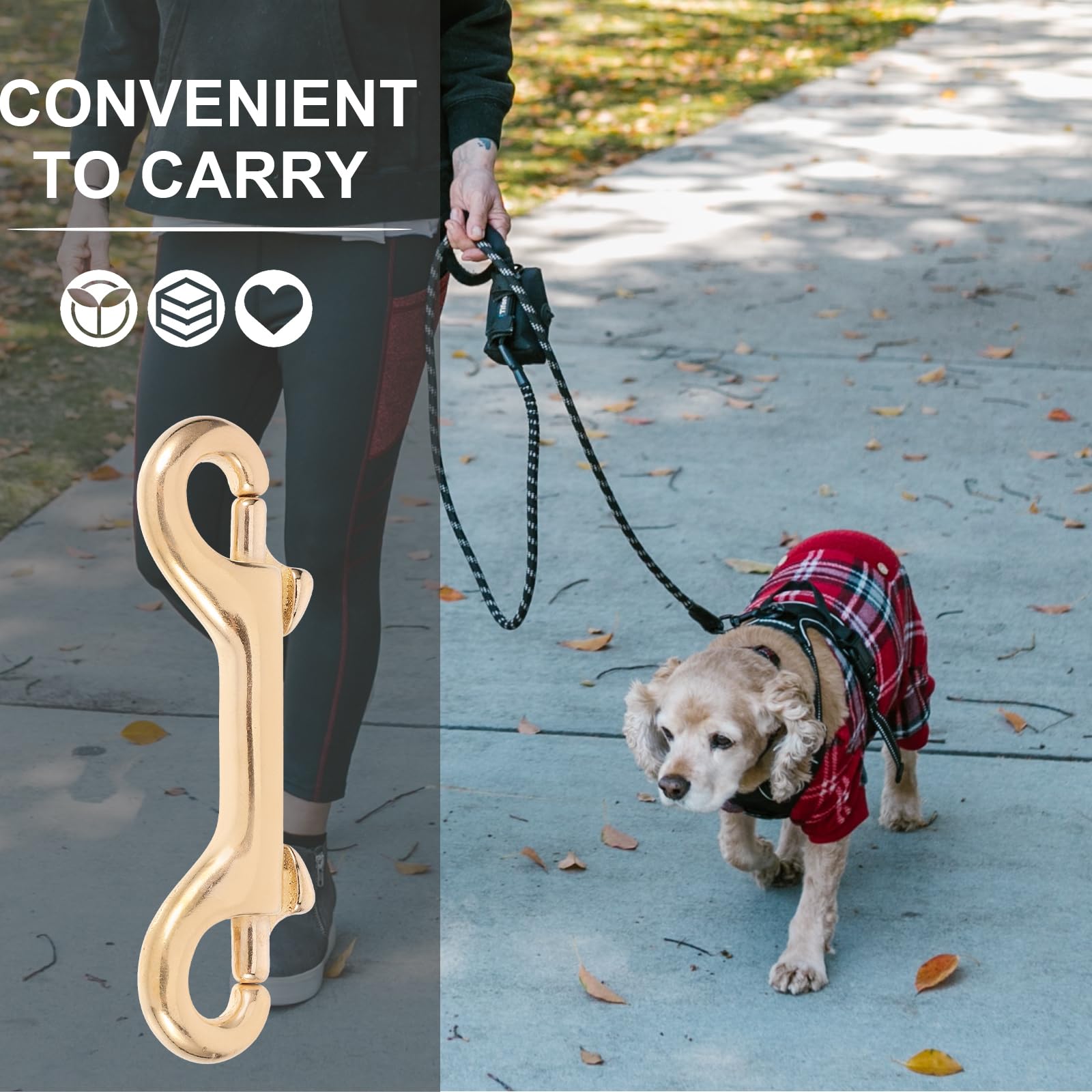 UKCOCO Double Ended Bolt Snaps Hook,1 Pack 90 mm Brass Double Ended Clips Double End Trigger Clip Clasp for Dog Leash,Pet Feed Buckets,Camping,Bag Strap - Image 2