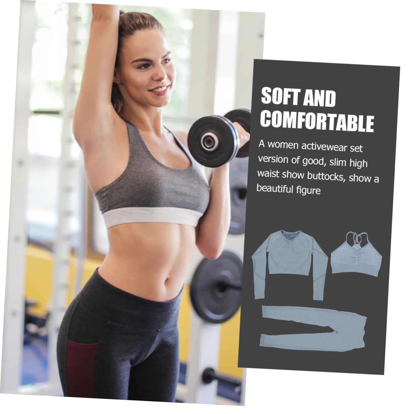 CALLARON Completo Yoga Donna Senza Cuciture, Vita Alta, Maniche Lunghe, Elasticizzato, per Yoga e Ciclismo, Blu