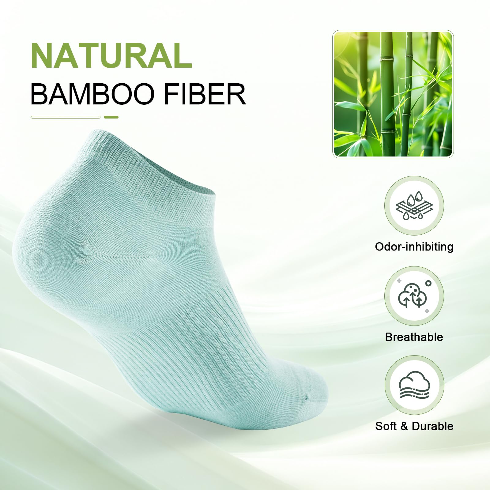 Ankle Socks Women, 5 Pairs Bamboo Low Cut Ladies Trainer Socks, Breathable Seamless Short Summer Thin Socks - 5