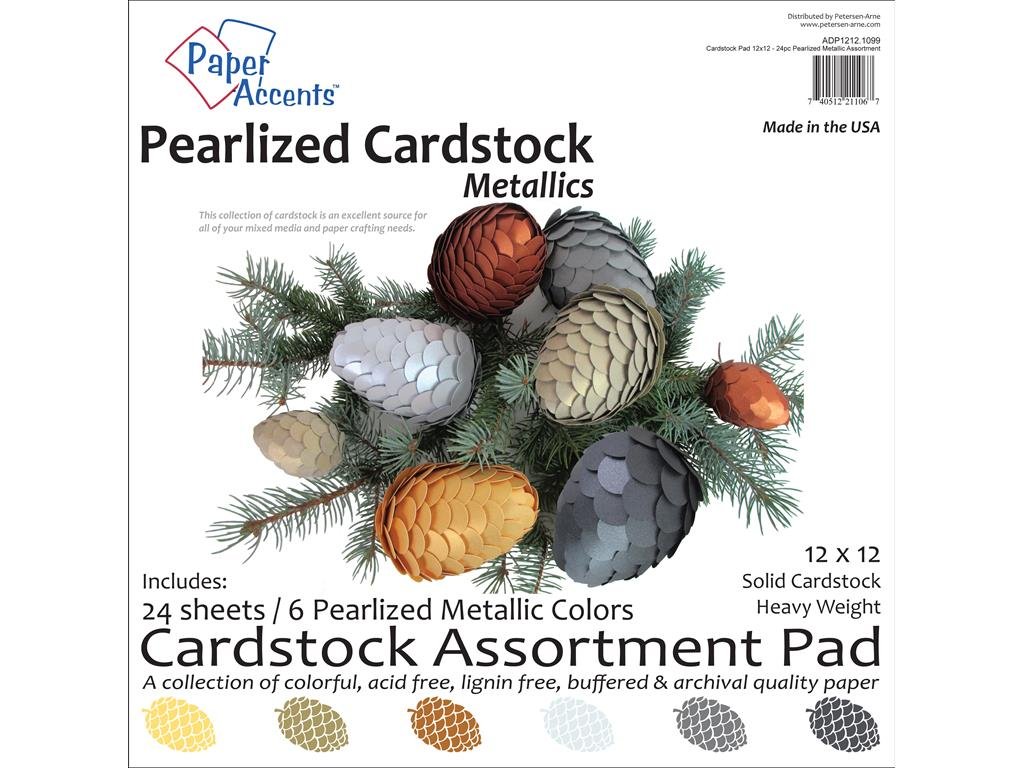Cardstock Pad 12x12 24pc Metallic Pearlized Ast