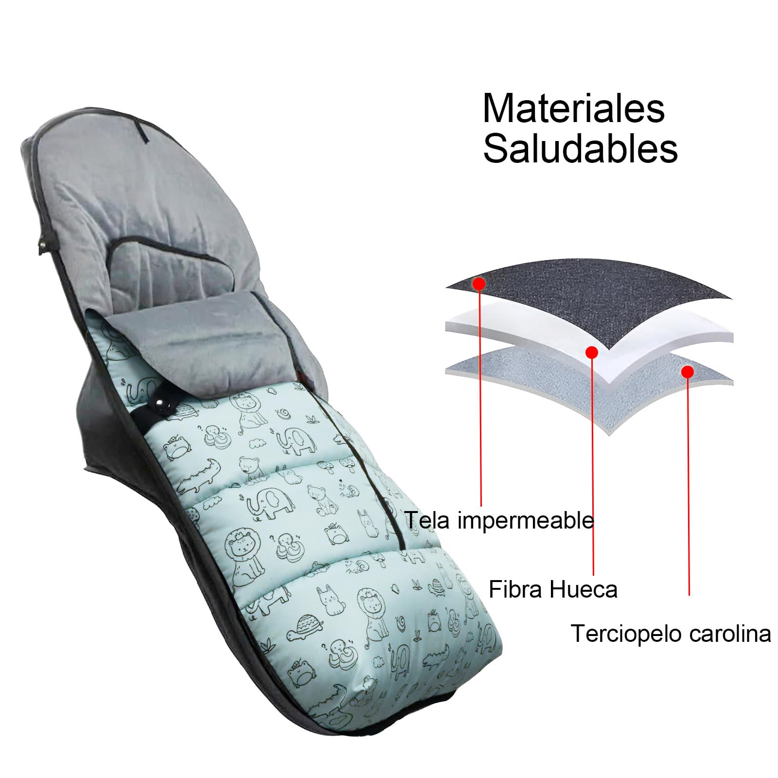 Saco Silla Paseo Universal,saco invierno silla paseo universal,Sacos Carrito Bebe,Desmontable con cremallera,cabezal ajustable, Impermeable y transpirable,fácil de limpiar,unisex