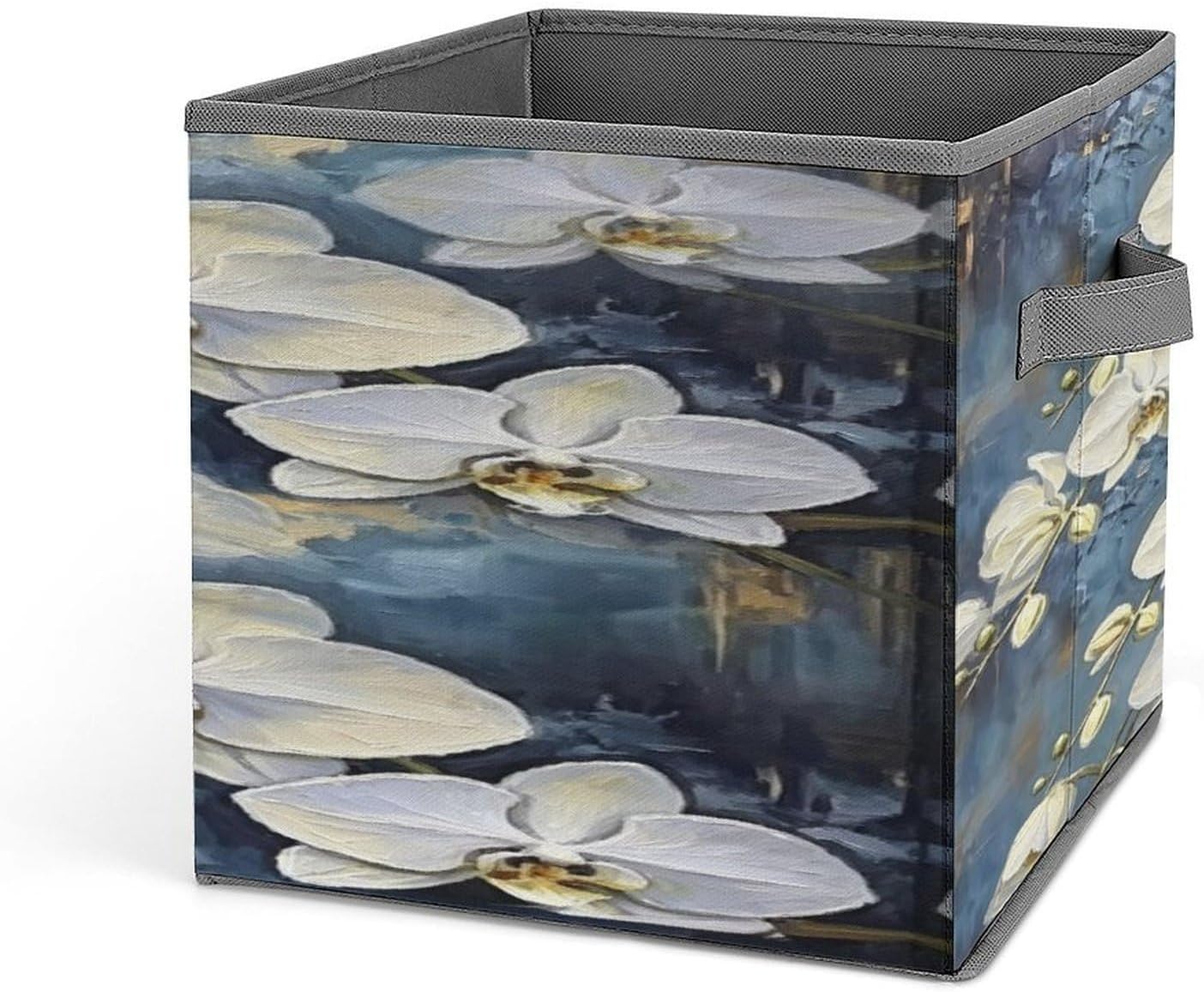 Butterfly Orchid Fabric Bins Storage Basket Square Baskets | Storage Bin with Double Handles,Cube Collapsible Organizers for Organization,Closet,Shelves,Offices